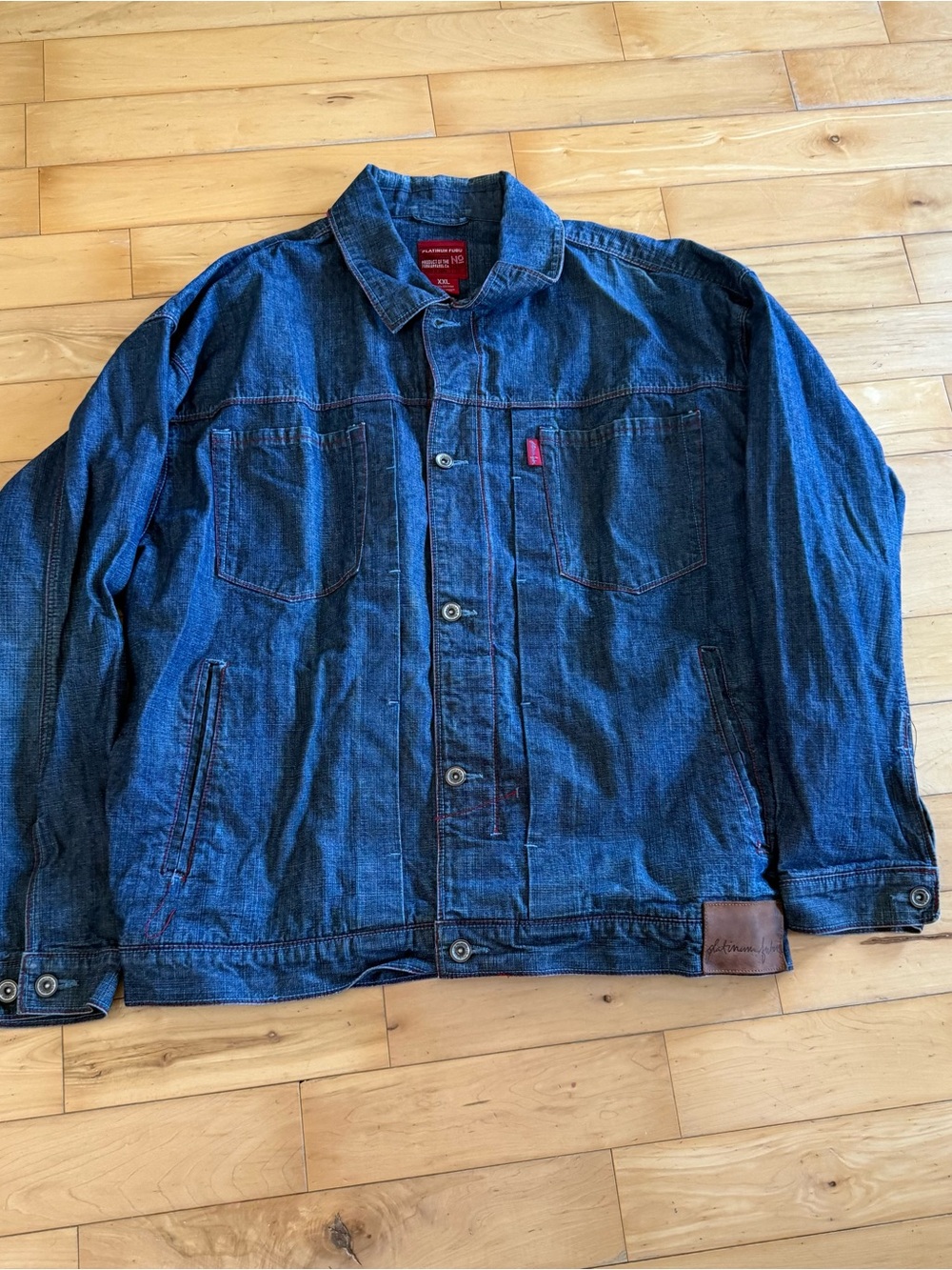 FUBU Dark Blue Denim Jacket with Red Tab